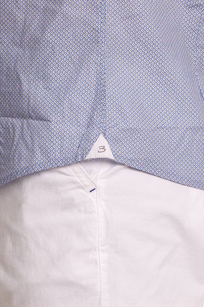 Chemise à motifs semi-mince 100 % coton | Oeil de perdrix bleue céleste