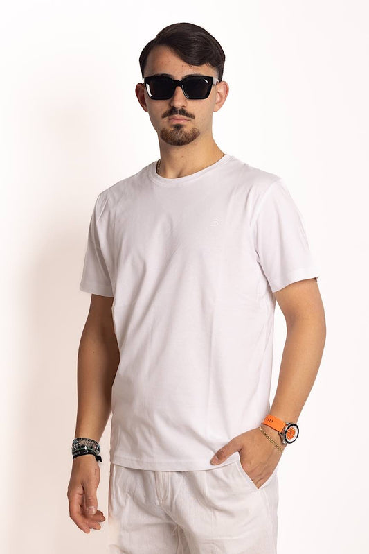 T-Shirt Mezza Manica 100% Cotone Basic Logo in Tinta 2 per €20 | Bianco 01
