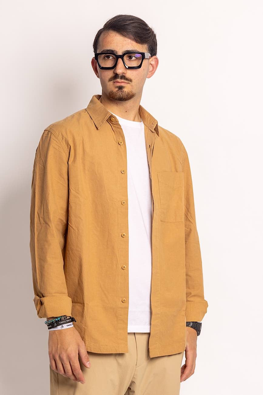 Veste chemise basique 100 % coton | Tabac