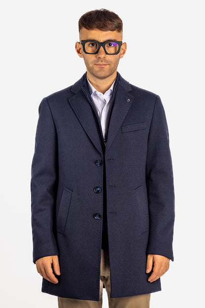 Herringbone Fabric Coat | Blue