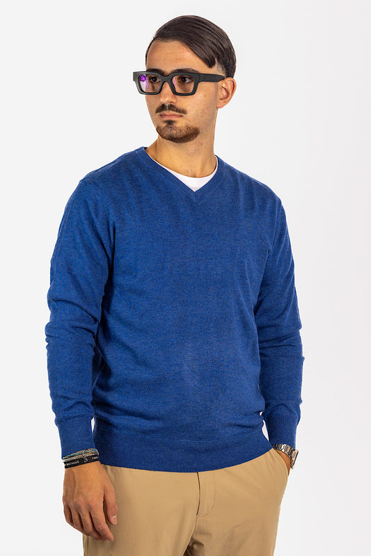 Wool Blend V-Neck Pullover<tc>"€20 discount on the second"</tc> | Blue 03