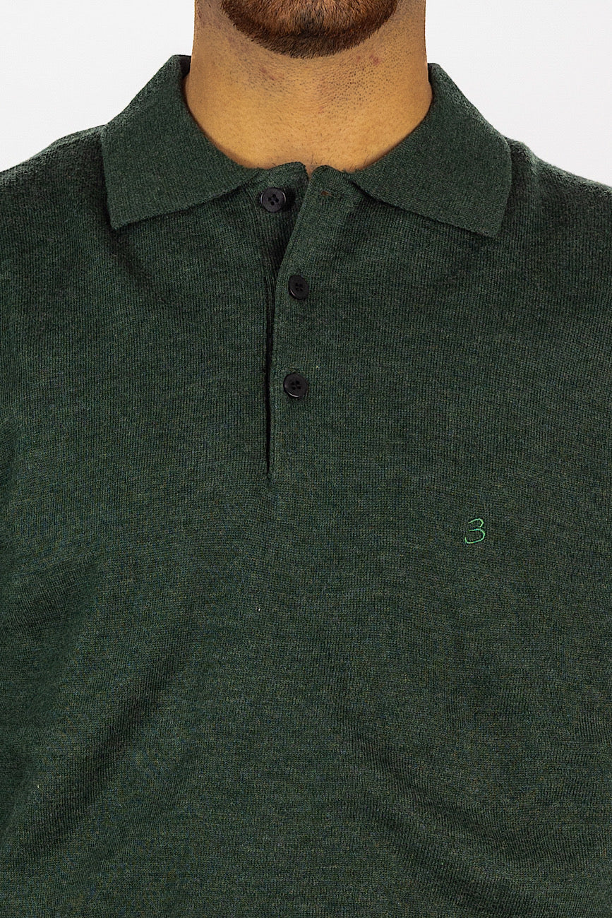 Wool Blend Polo Pullover<tc>"€20 discount on the second"</tc> | Forest Green 12