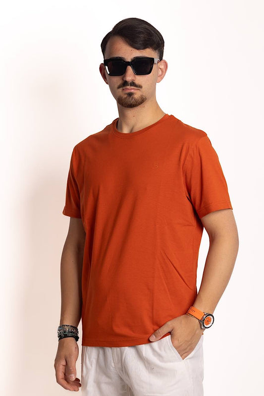 T-Shirt Mezza Manica 100% Cotone Basic Logo in Tinta 2 per €20 | Arancio 55