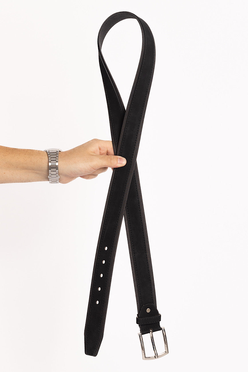 Double Fabric Faux Leather Belt | Black