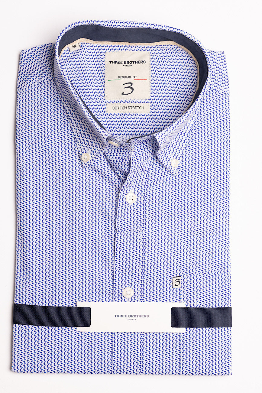 Camicia Bianco Blu e Blu Elettrico Regular Fit