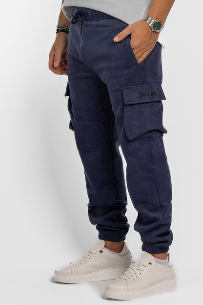 Pantalon de survêtement en velours modèle Cargo | Bleu