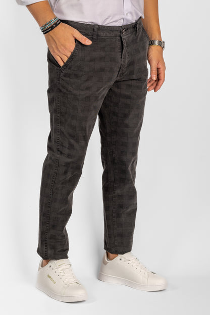 Pantalon slim à carreaux <tc>"20€ de réduction au deuxième"</tc> | Gris