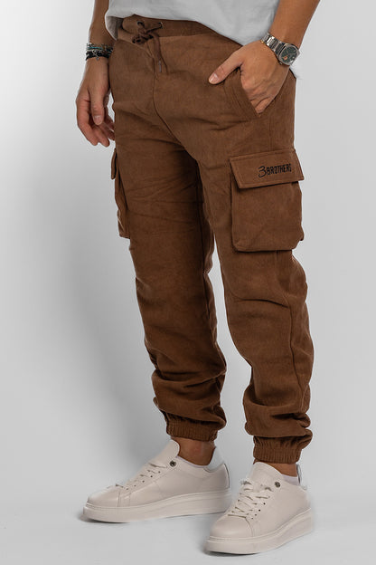 Pantalon de survêtement en velours modèle Cargo | Biscuit