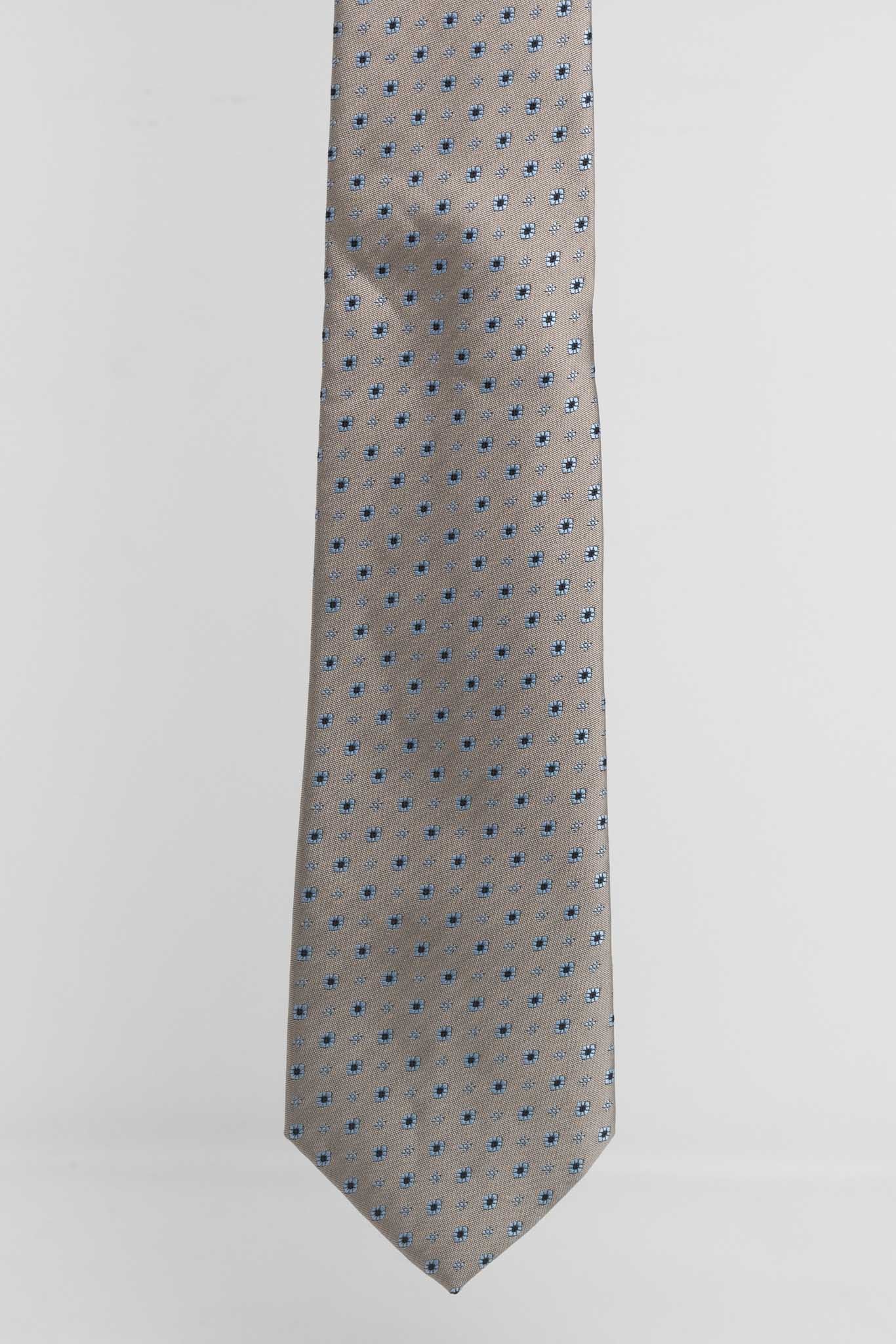 Cravatta Tre Pieghe Fantasia Astratta Celeste su Fondo Biege | 2 Per €20