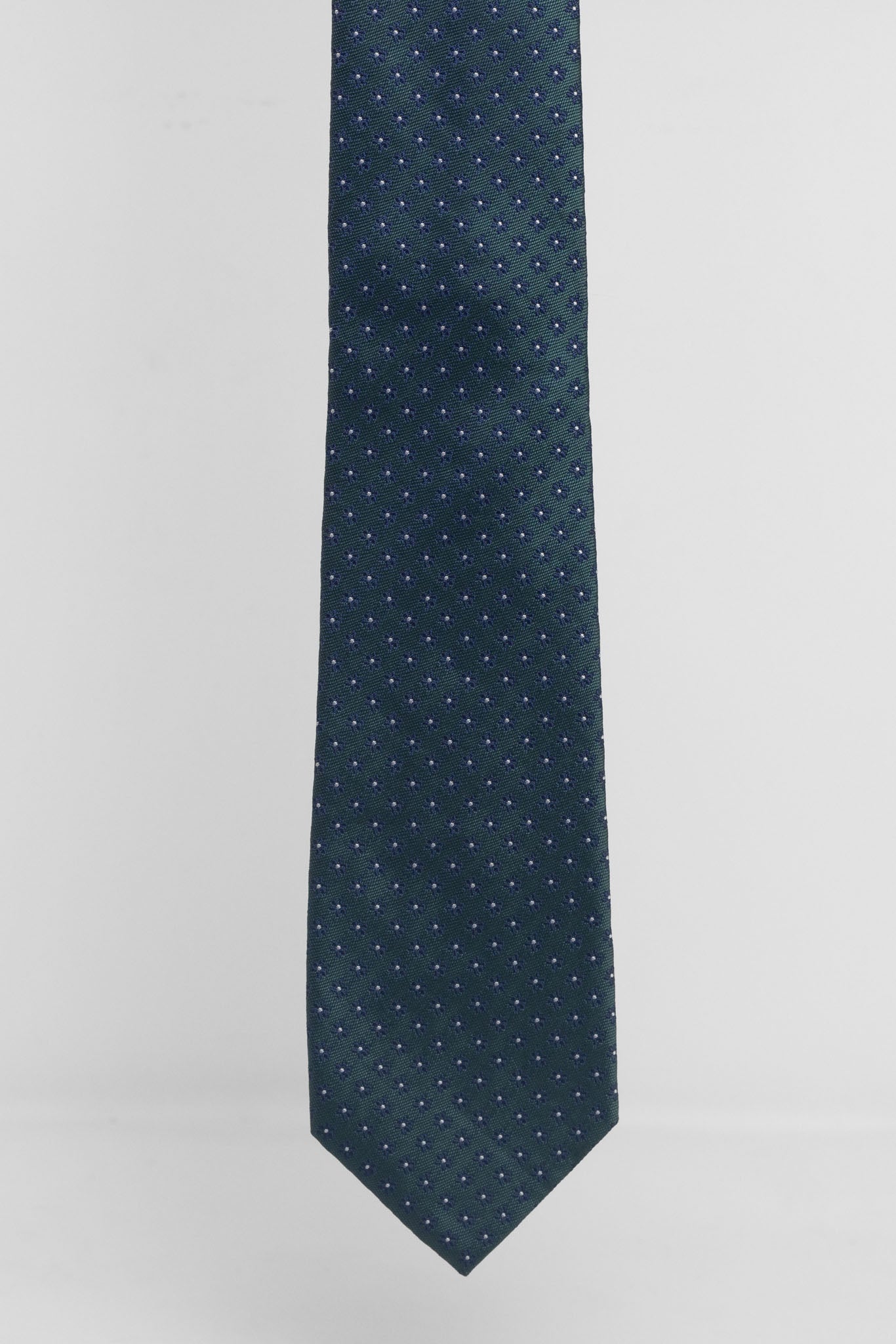 Cravatta Tre Pieghe Fantasia Fiore Fondo Verde e Blu | 2 Per €20