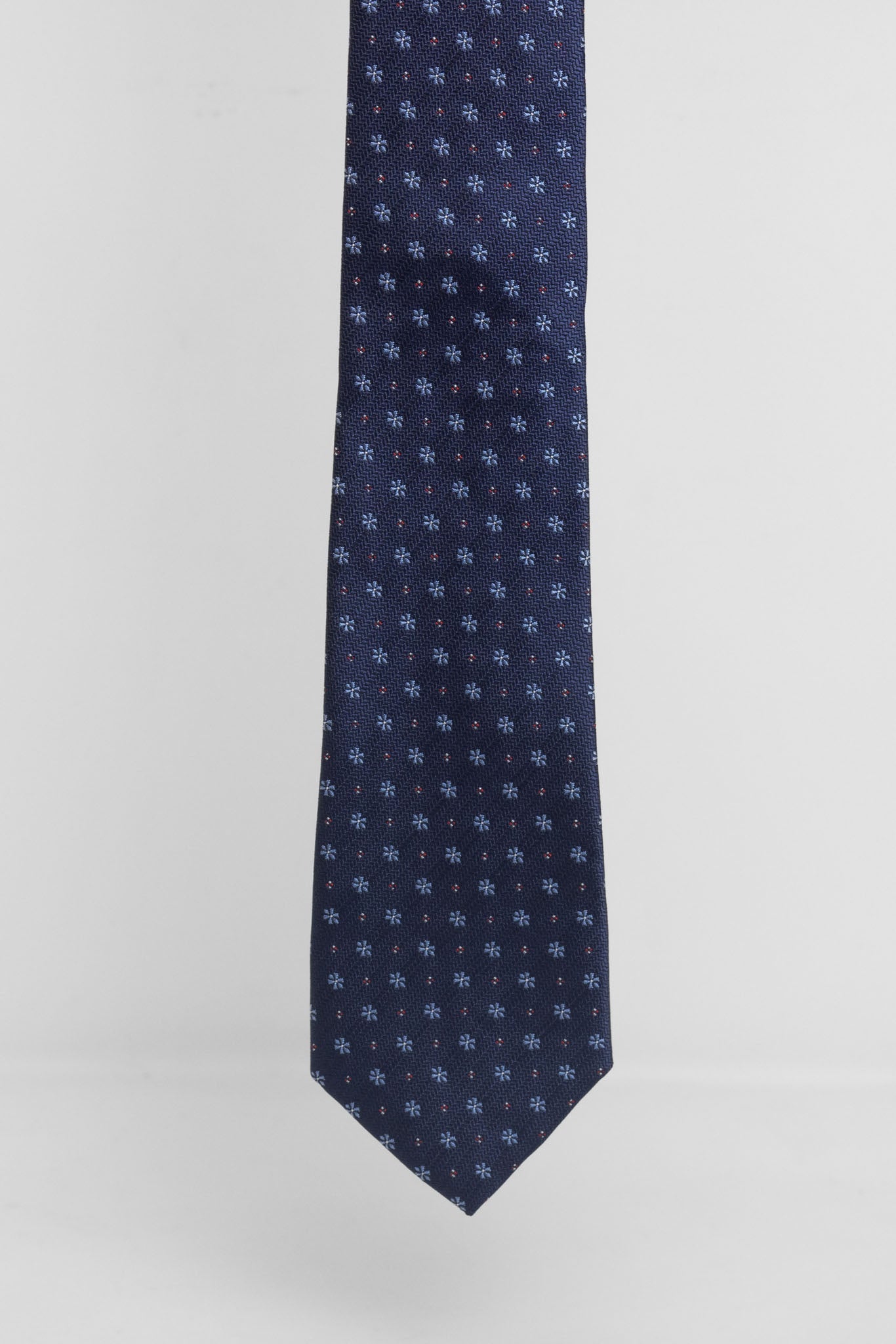 Cravatta Tre Pieghe Fantasia Fiorellini e Pois Fondo Blu e Celeste | 2 Per €20