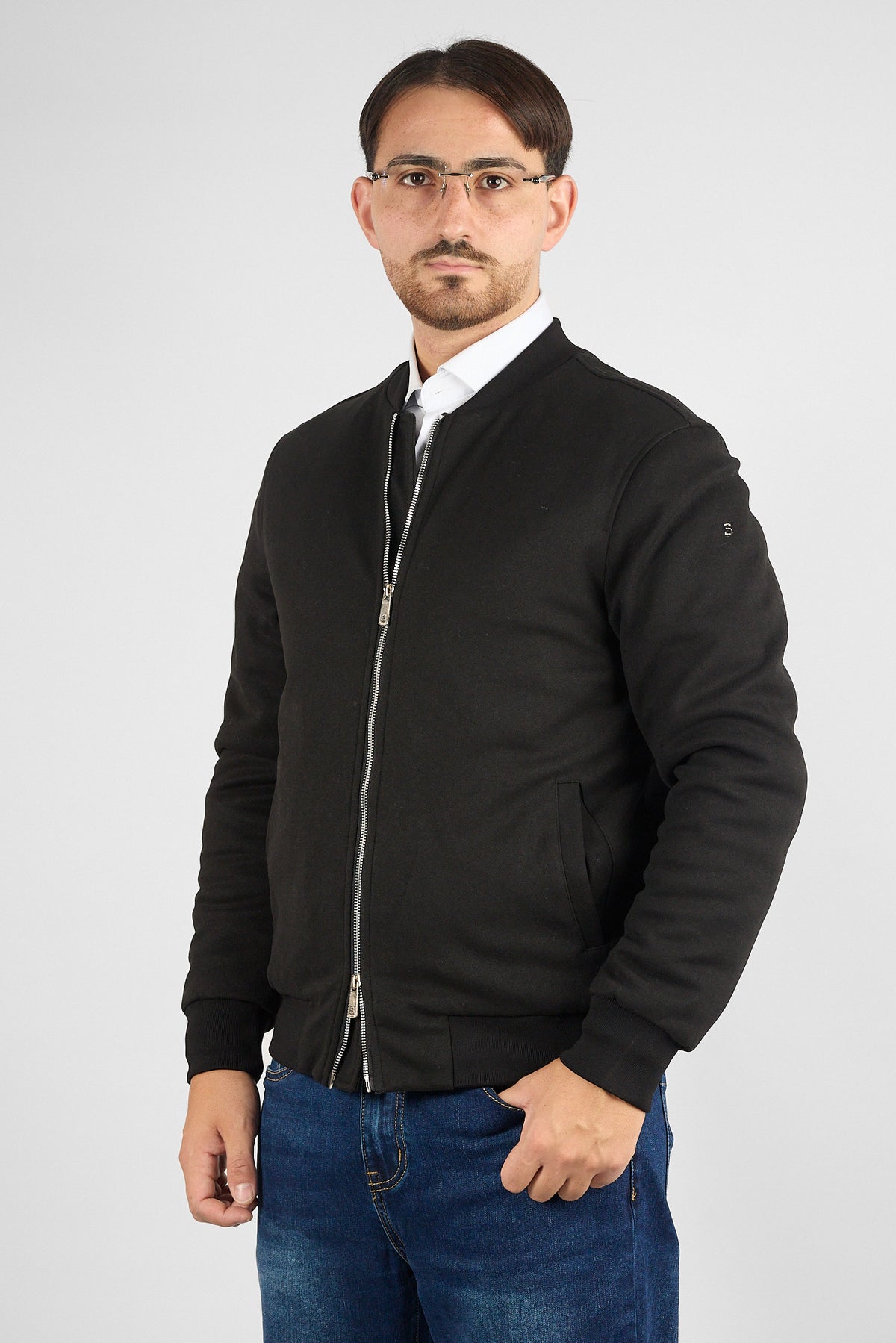 Bomber College Effetto Lana 102 | Nero