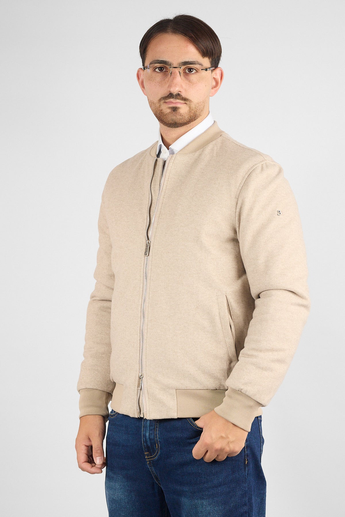 Bomber College Effetto Lana 102 | Beige