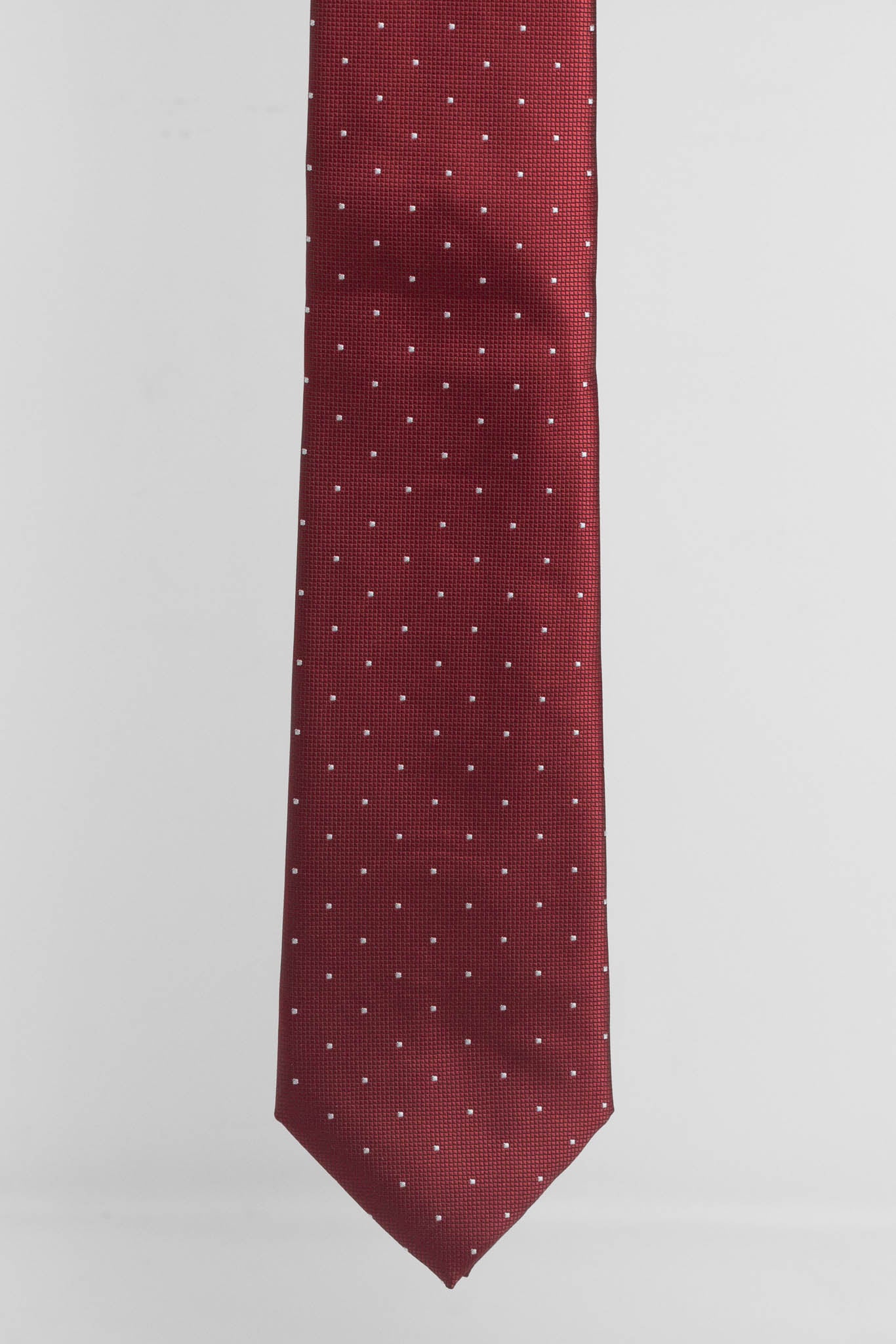 Cravatta Tre Pieghe Micro Pois Fondo Bordeaux e Bianco | 2 Per €20