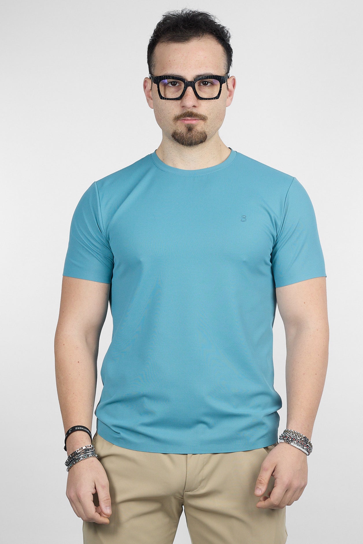 T-Shirt Mezza Manica Active No Stiro Lavorata 0503 | 2 per €30 | Petrolio