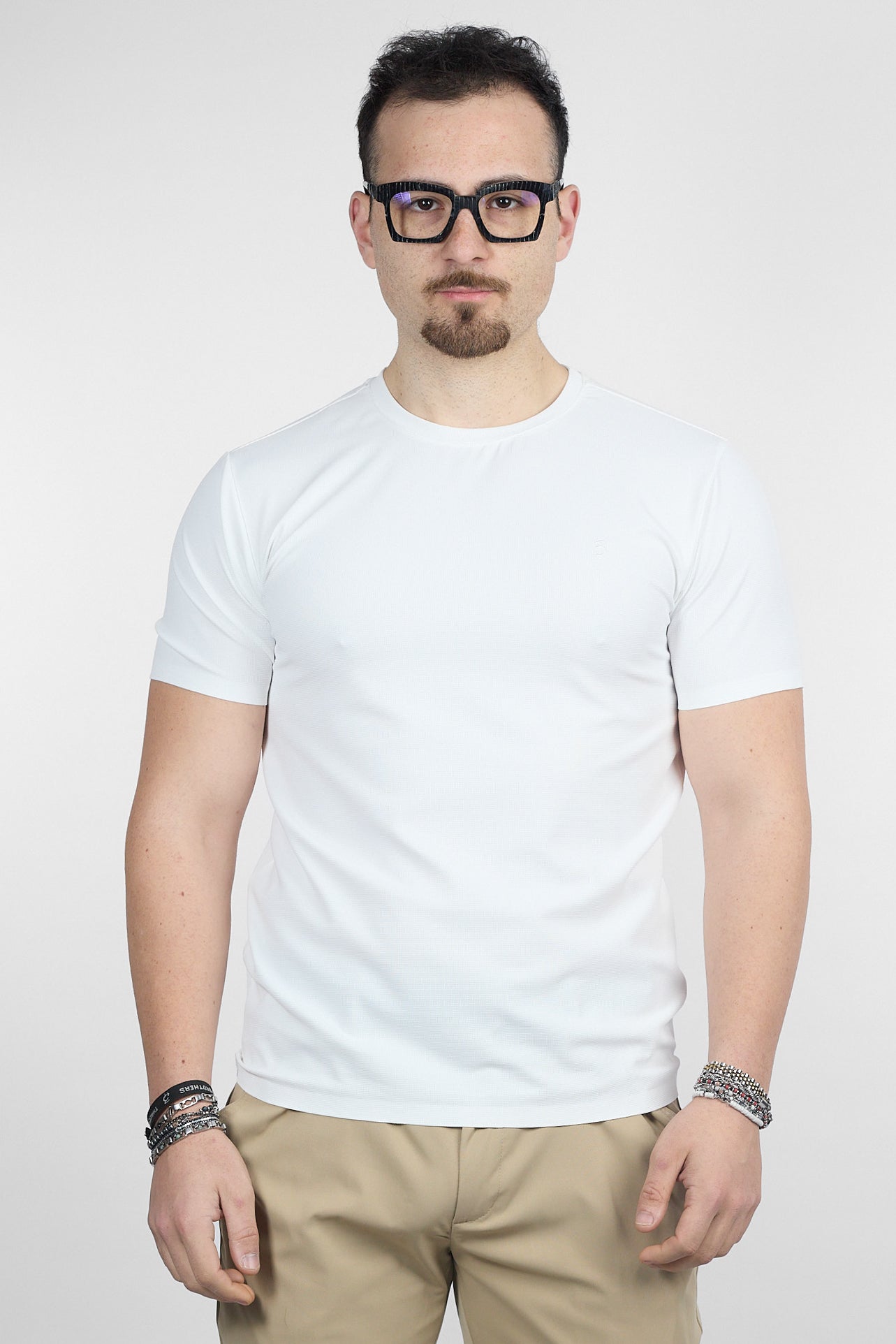 T-Shirt Mezza Manica Active No Stiro Lavorata 0503 | 2 per €30 | Bianco
