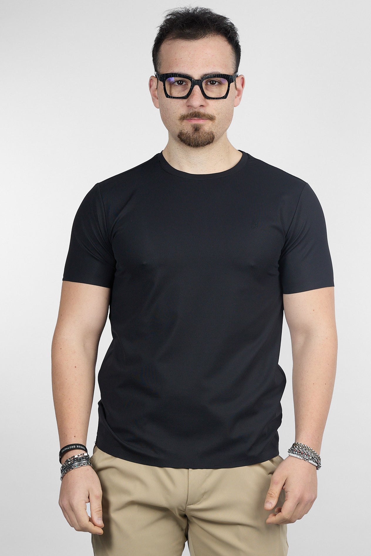 T-Shirt Mezza Manica Active No Stiro Lavorata 0503 | 2 per €30 | Nero
