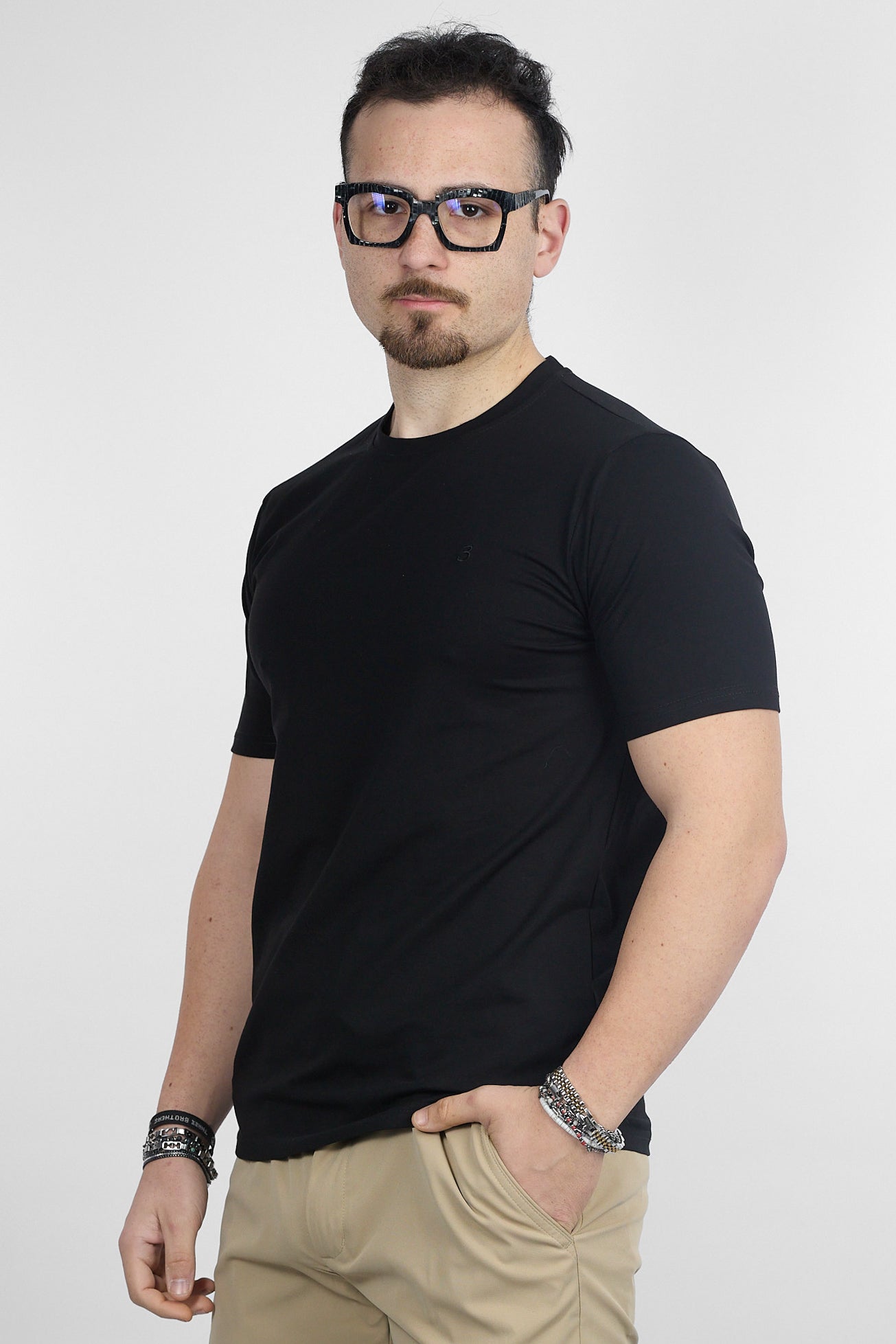 T-Shirt Mezza Manica Basic Ice Cotton 0501 | 2 per €30 | Nero