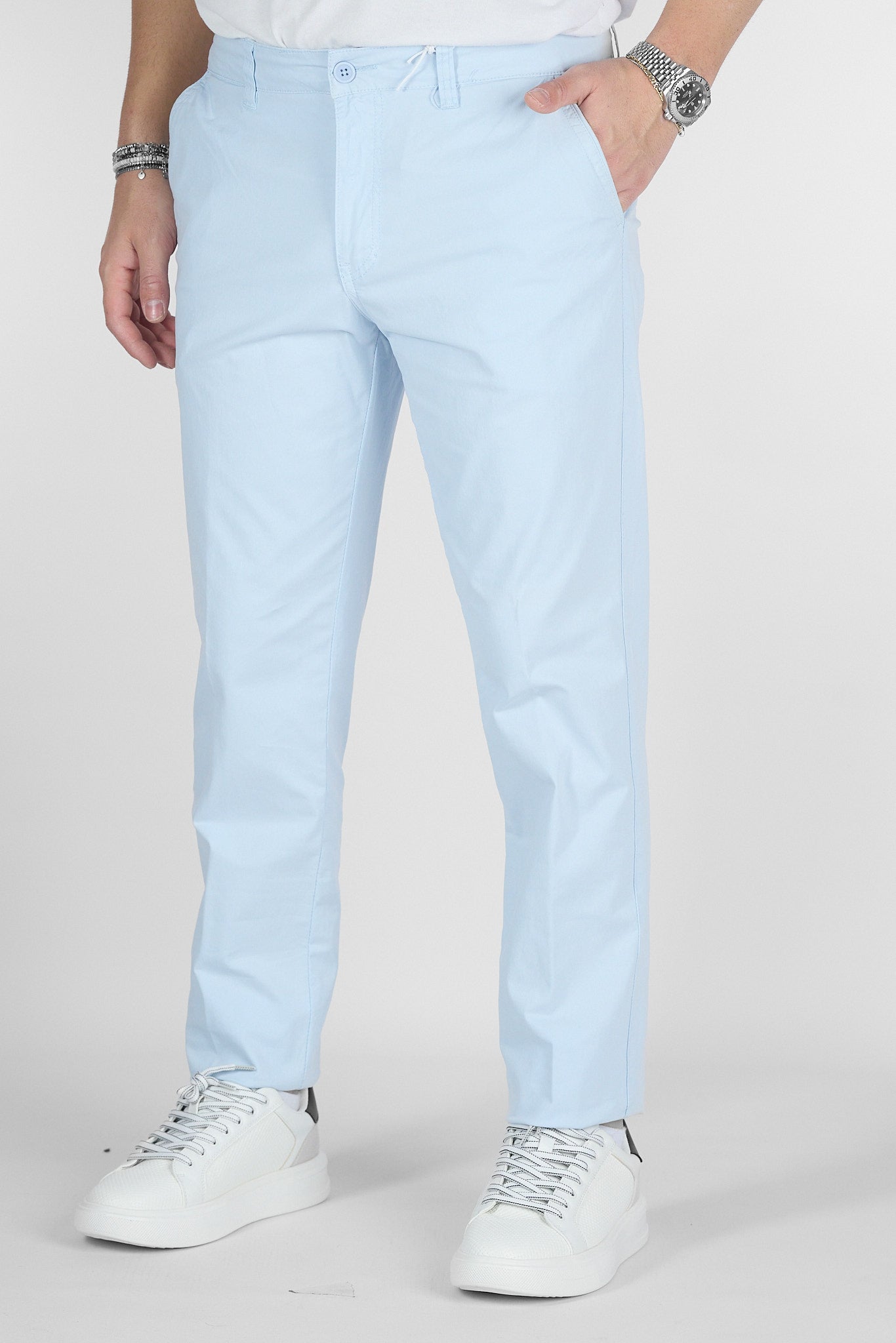 Pantalone Basic Slim B011 | 2 per €50 | Celeste Chiaro