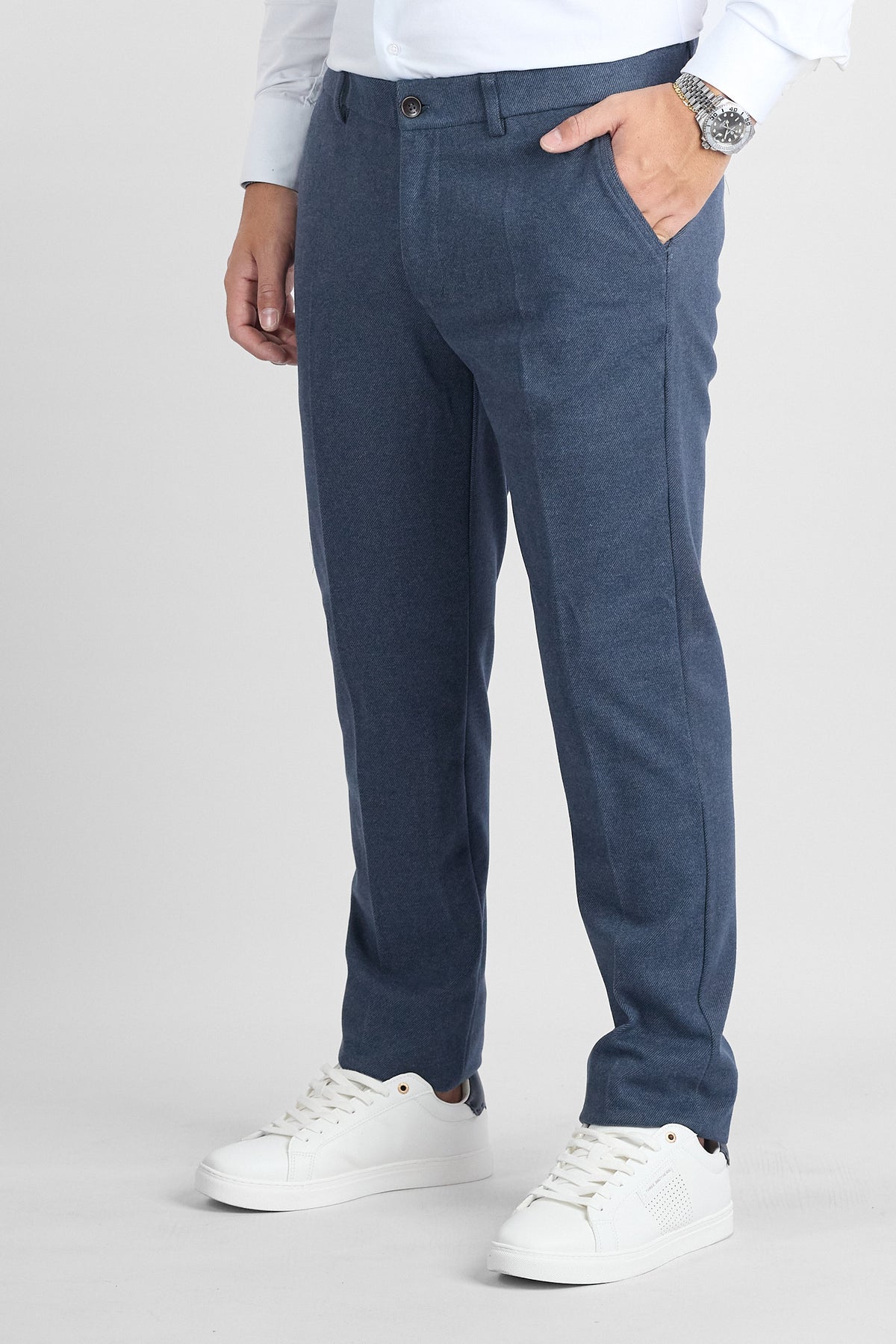 Pantalone Effetto Lana Slim 101P | 2 per €60 | Blu