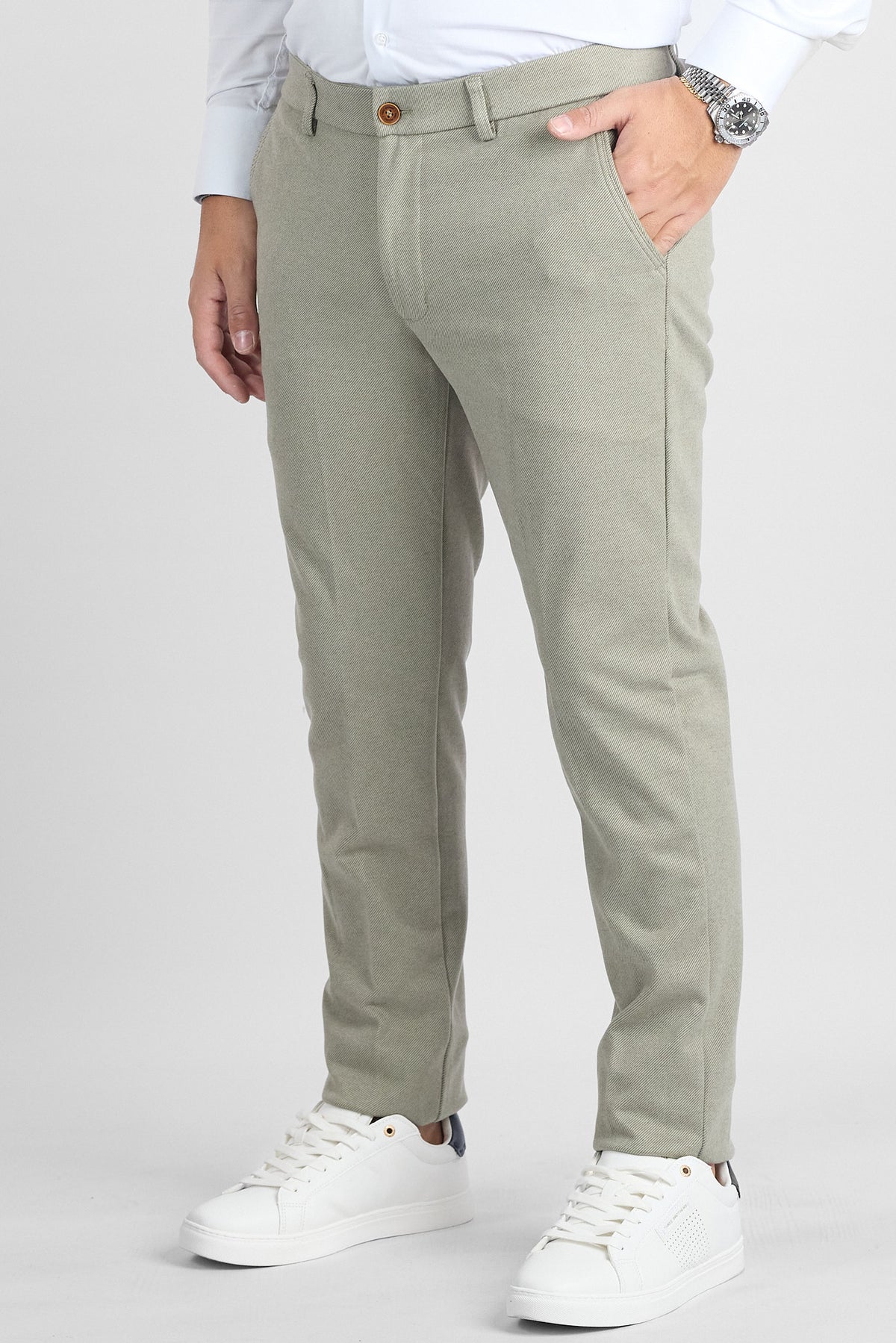 Pantalone Effetto Lana Slim 101P | 2 per €60 | Verde
