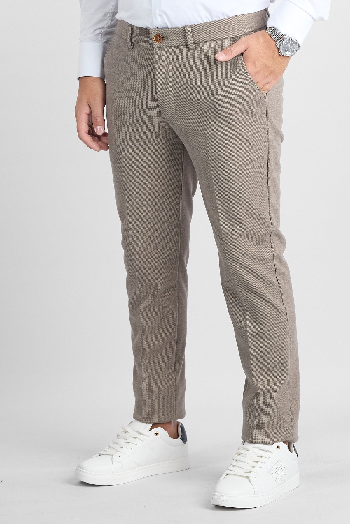 Pantalone Effetto Lana Slim 101P | 2 per €60 | Marrone