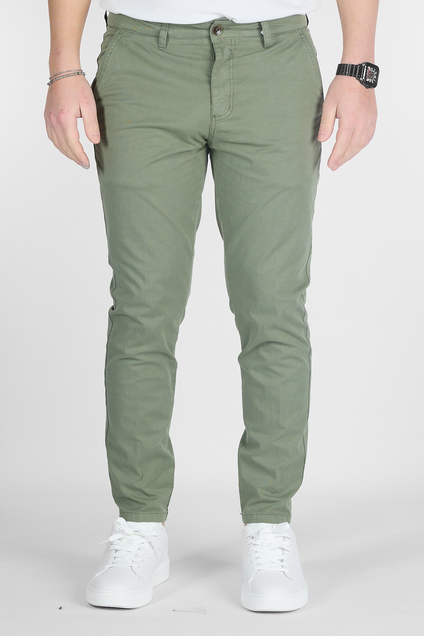 Pantalone Capri Basic in Cotone 009 | 2 per €50 | Verde Militare
