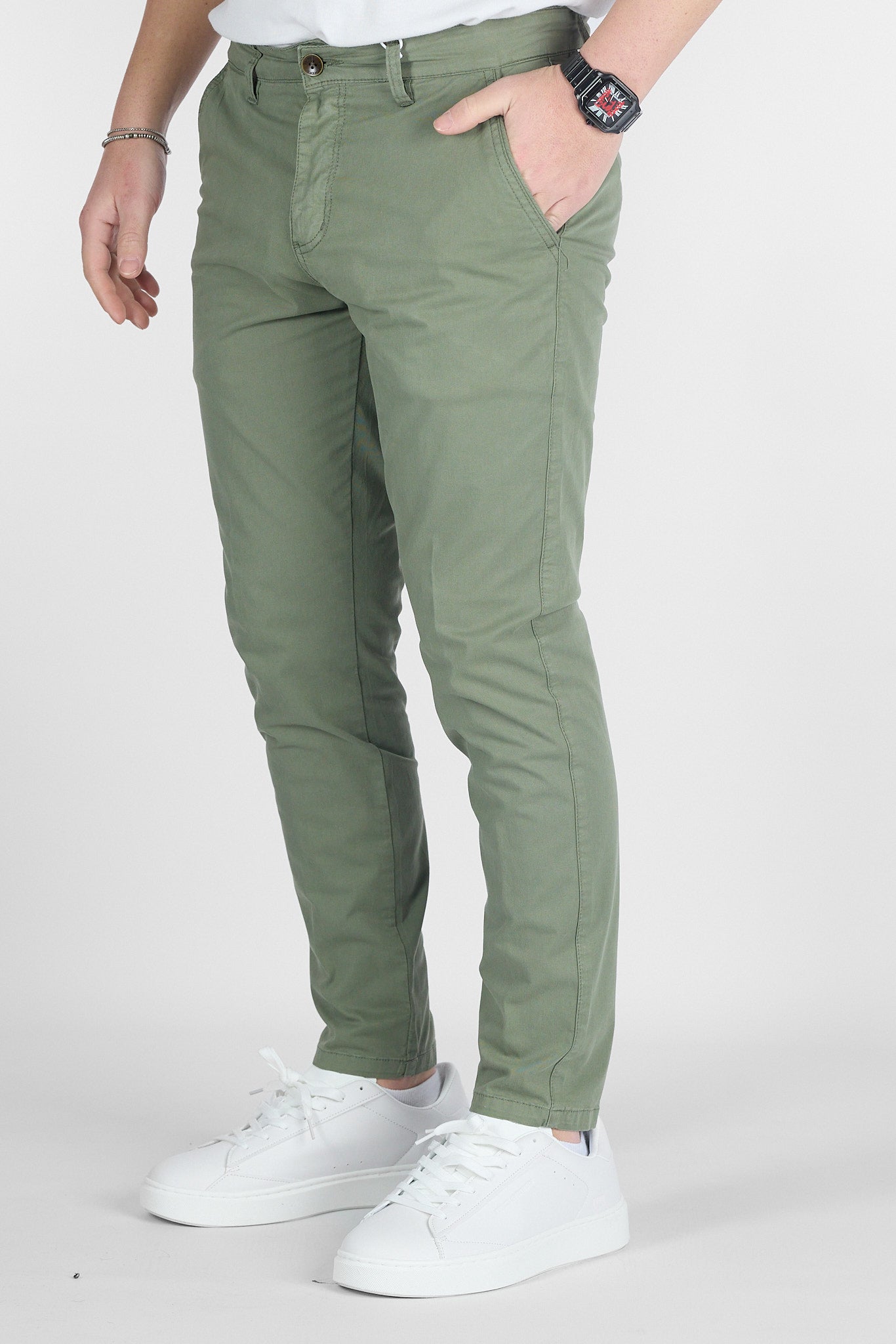 Pantalone Capri Basic in Cotone 009 | 2 per €50 | Verde Militare