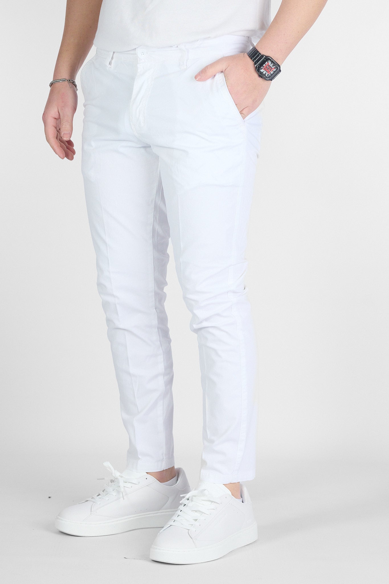 Pantalone Capri Basic in Cotone 009 | 2 per €50 | Bianco