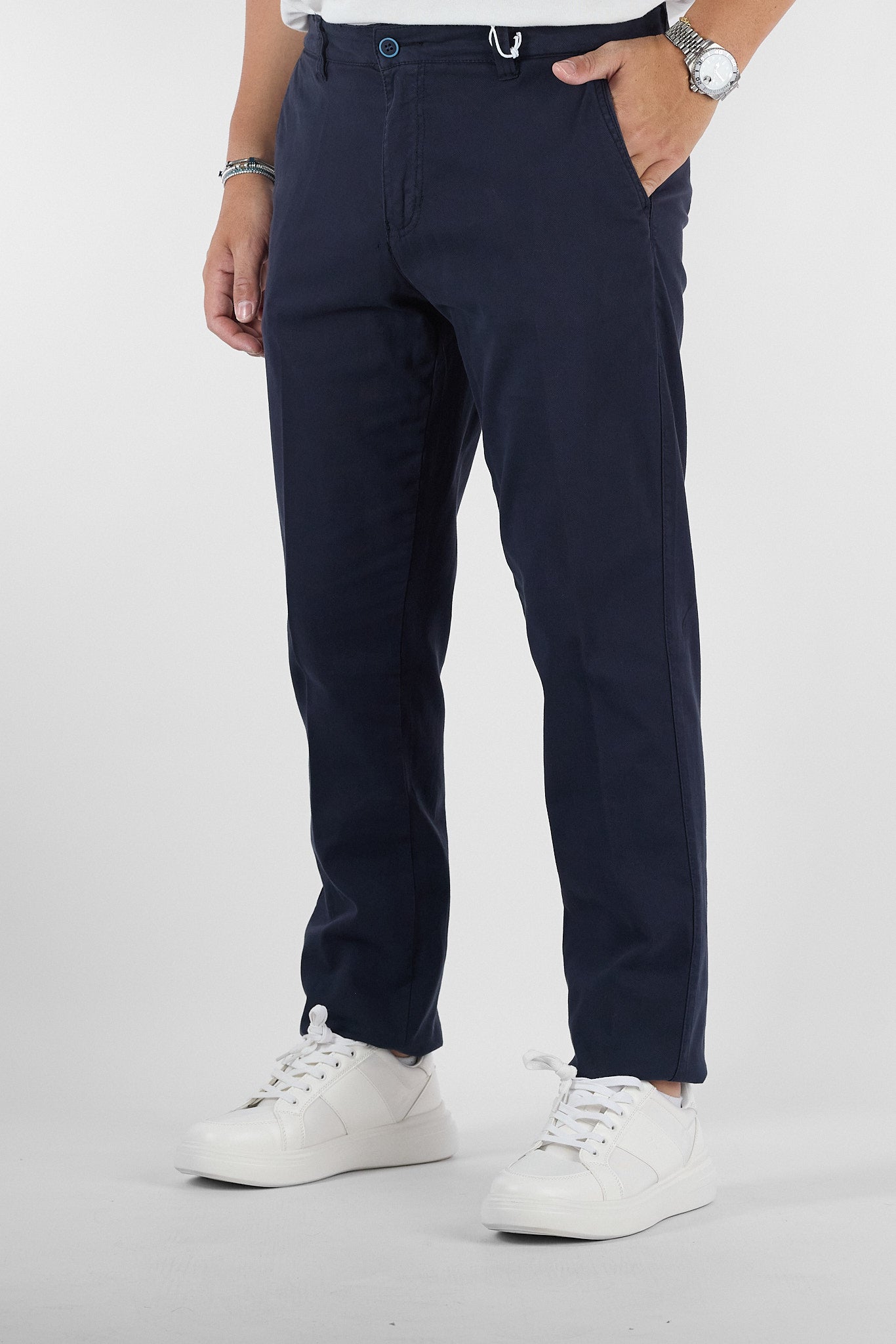 Pantalone Piquet Slim B016 | 2 per €50 | Blu