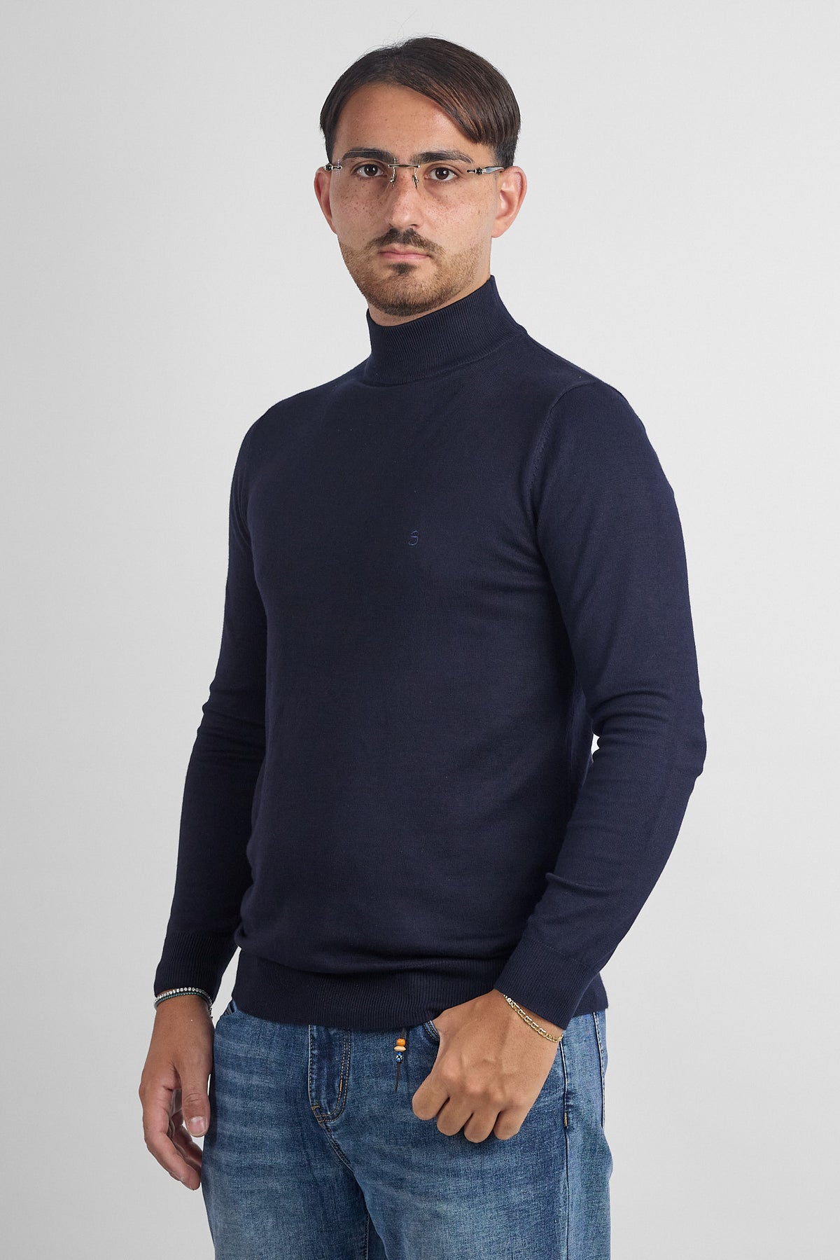 Pullover Lupetto 1/2 Collo Basic 6055 | 2 per €40 | Blu