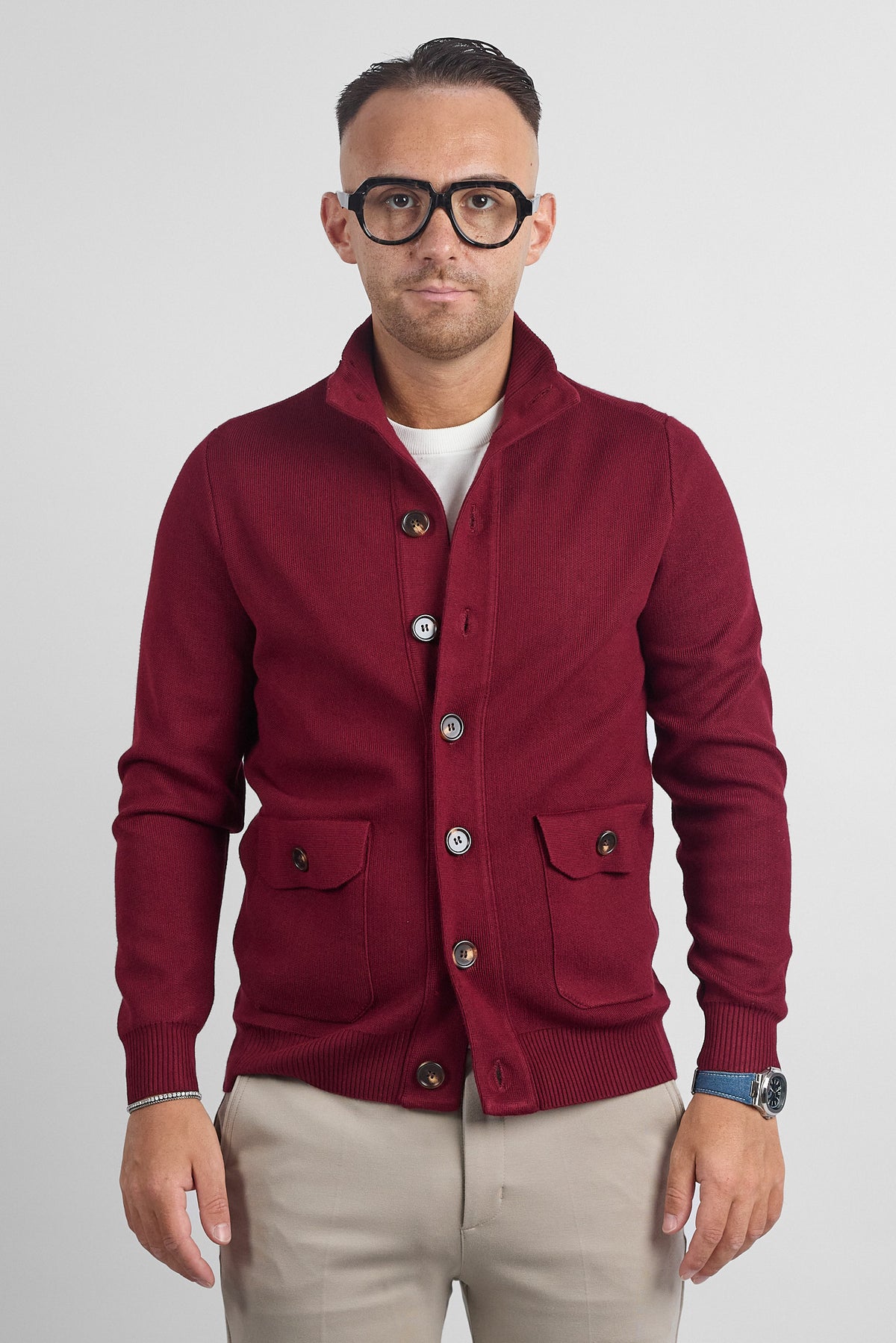 Cardigan Bottoni e Tasche 251069 | Bordeaux
