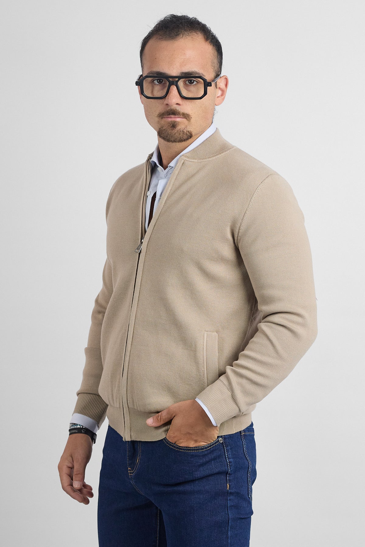 Cardigan College Full Zip 251060 | Beige