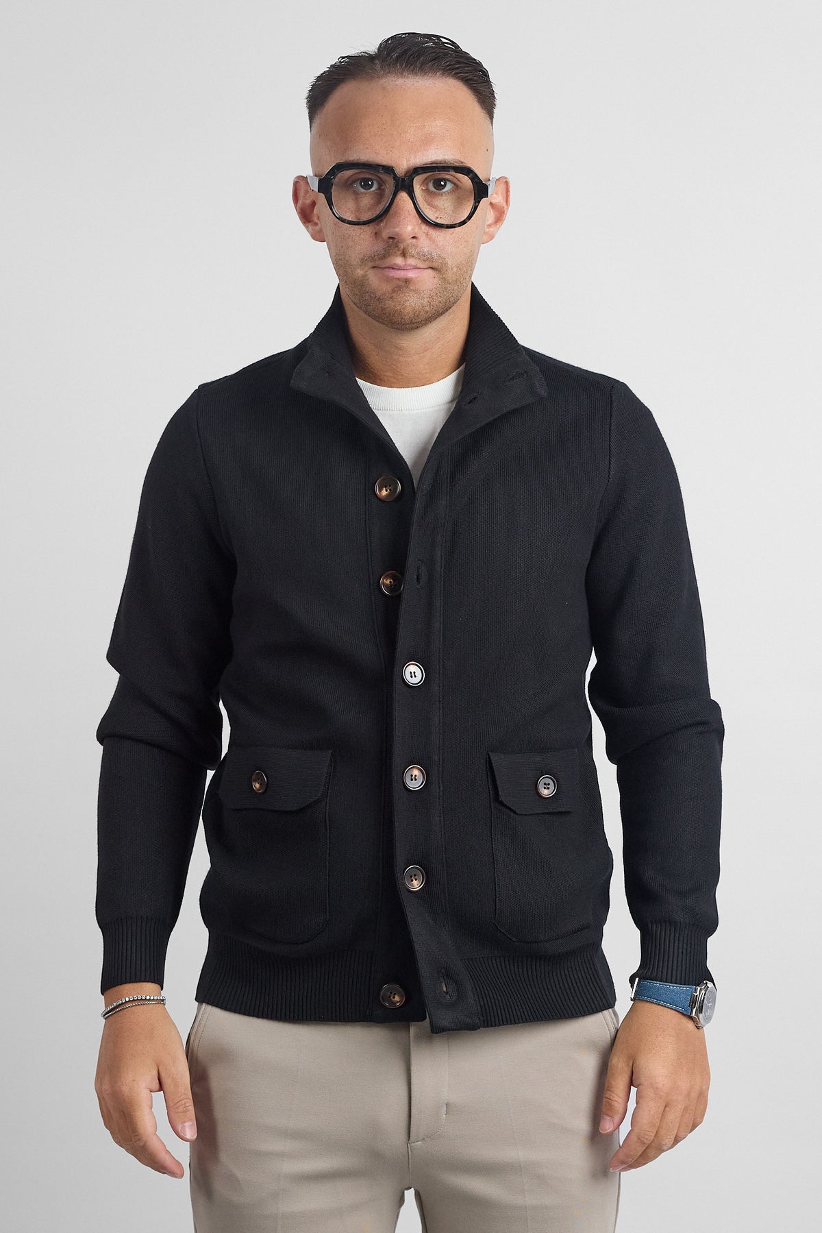 Cardigan Bottoni e Tasche 251069 | Nero