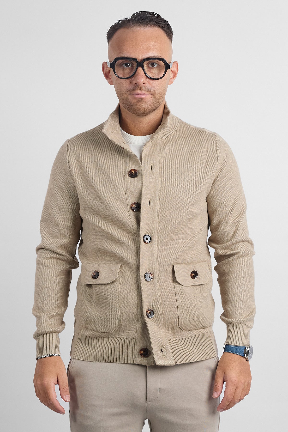 Cardigan Bottoni e Tasche 251069 | Beige