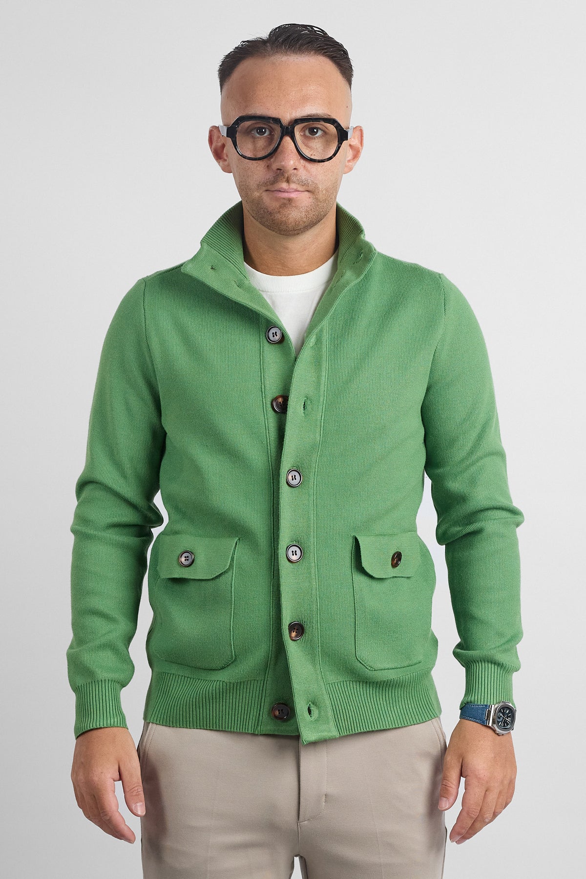 Cardigan Bottoni e Tasche 251069 | Verde