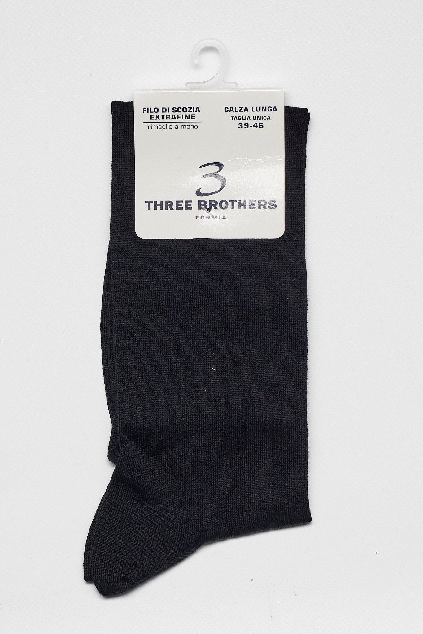 3 Calze Lunghe | Filo Di Scozia - Rimagliato a Mano | Nero
