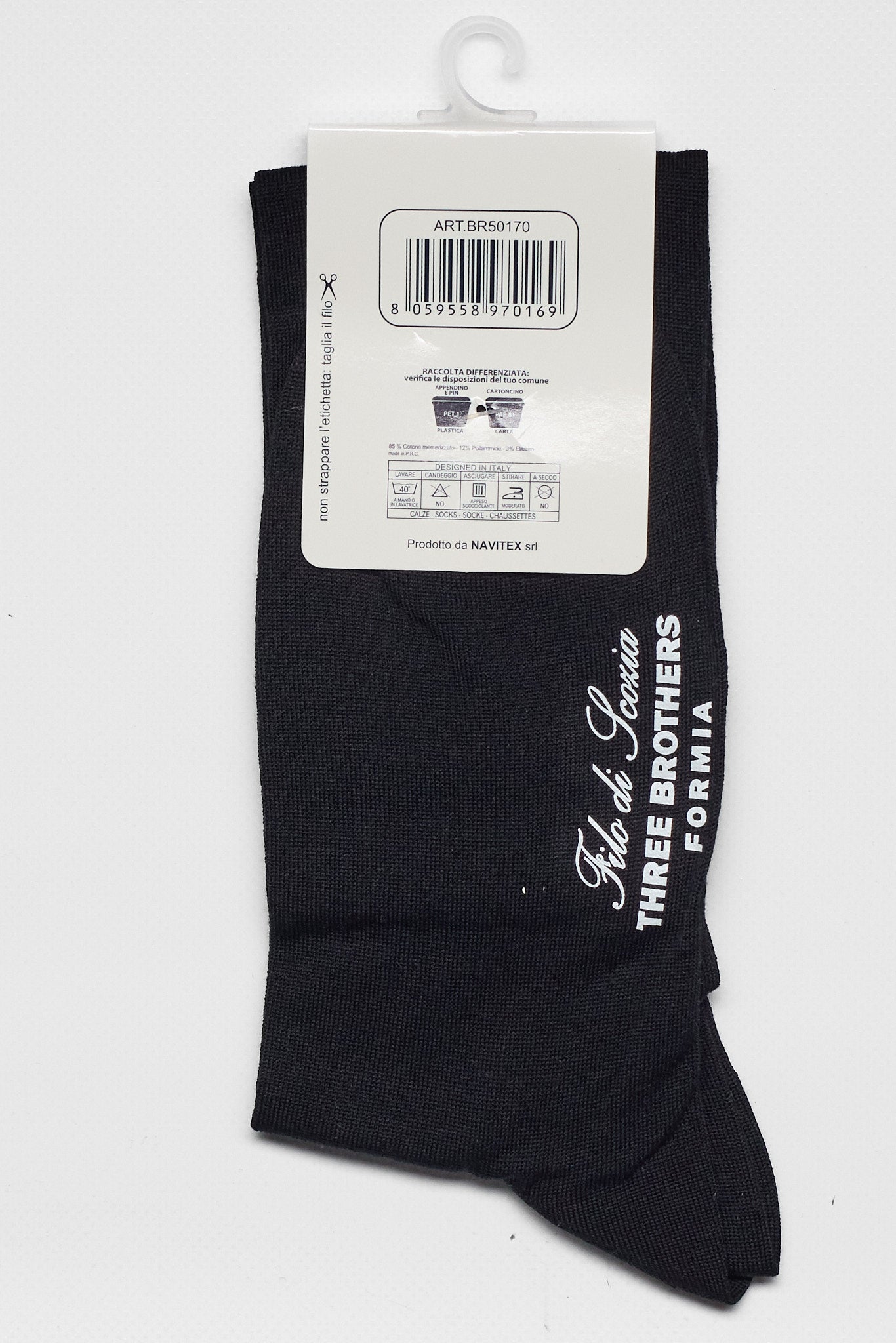 3 Calze Lunghe | Filo Di Scozia - Rimagliato a Mano | Nero