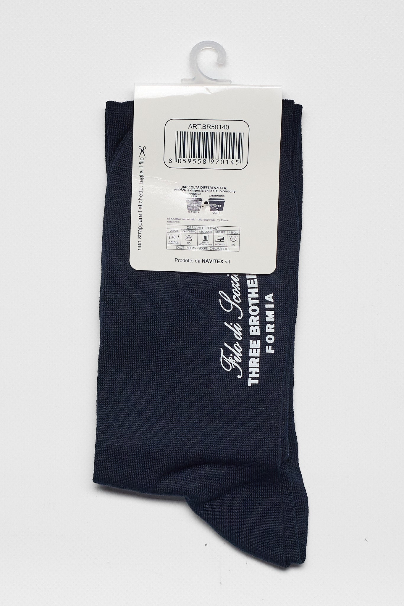 3 Calze Lunghe | Filo Di Scozia - Rimagliato a Mano | Blu