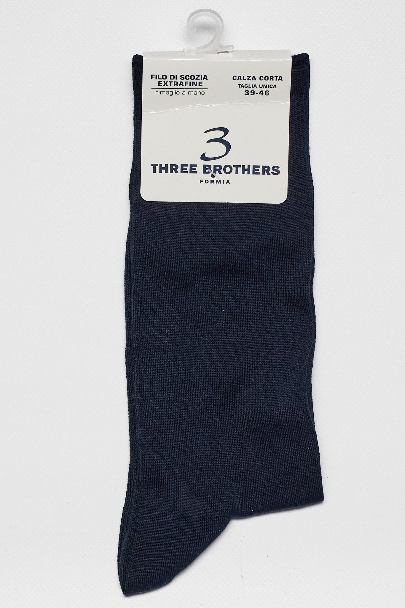 3 Calze Corte | Filo Di Scozia - Rimagliato a Mano | Blu