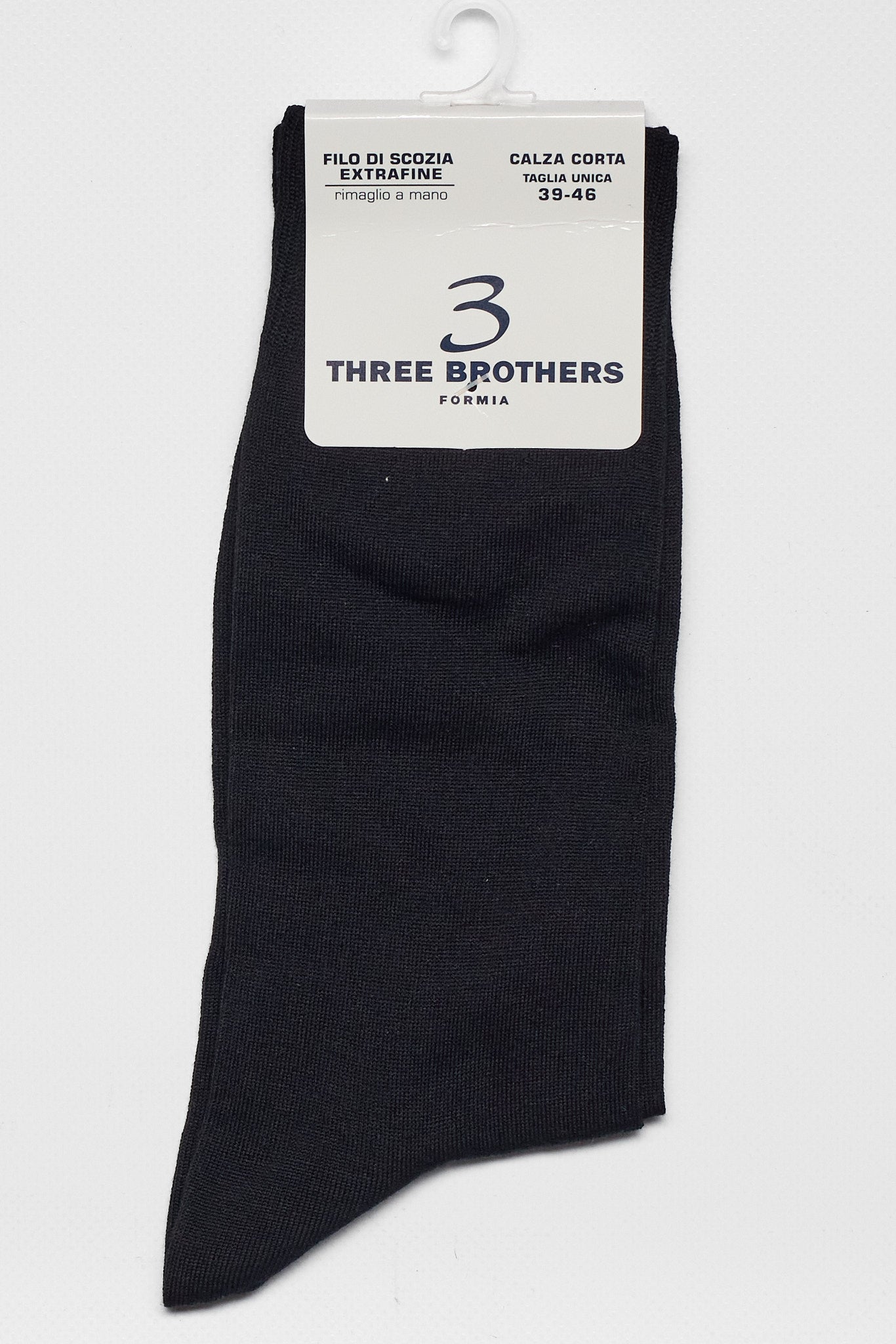 3 Calze Corte | Filo Di Scozia - Rimagliato a Mano | Nero