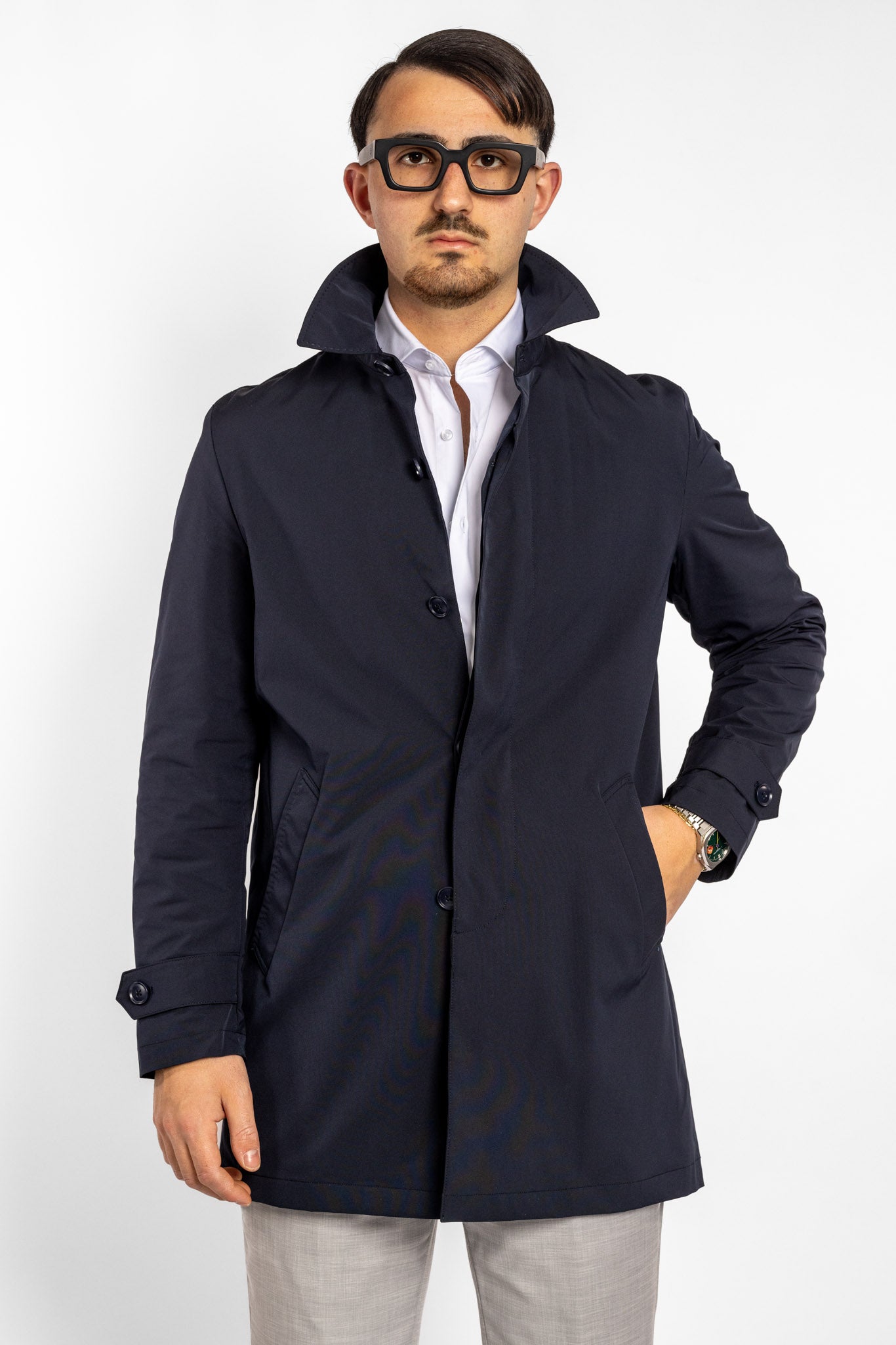 Trench-coat en tissu technique non doublé | Bleu