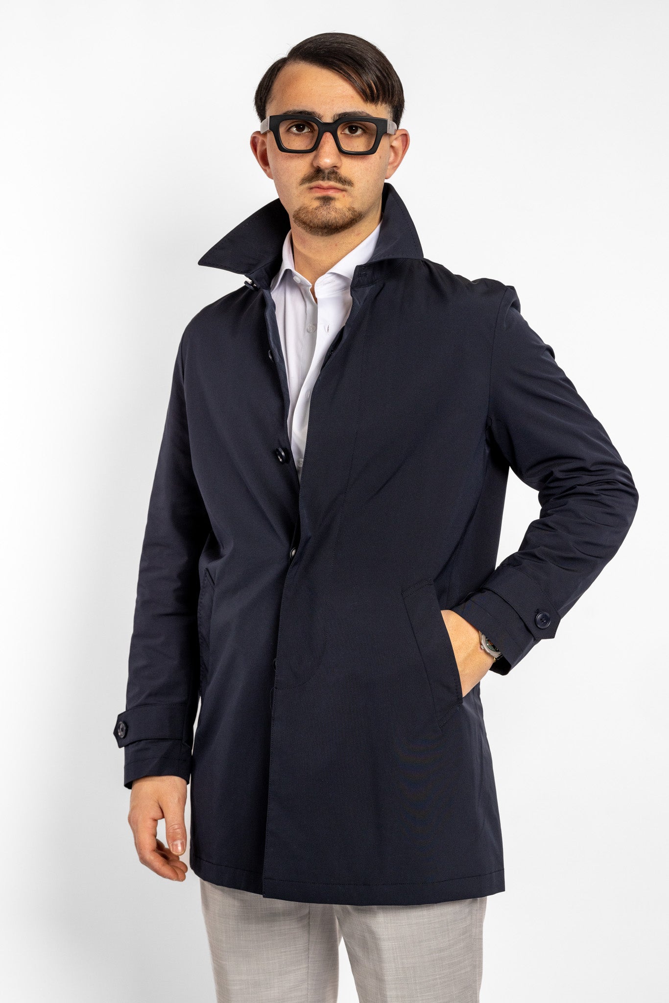 Trench-coat en tissu technique non doublé | Bleu