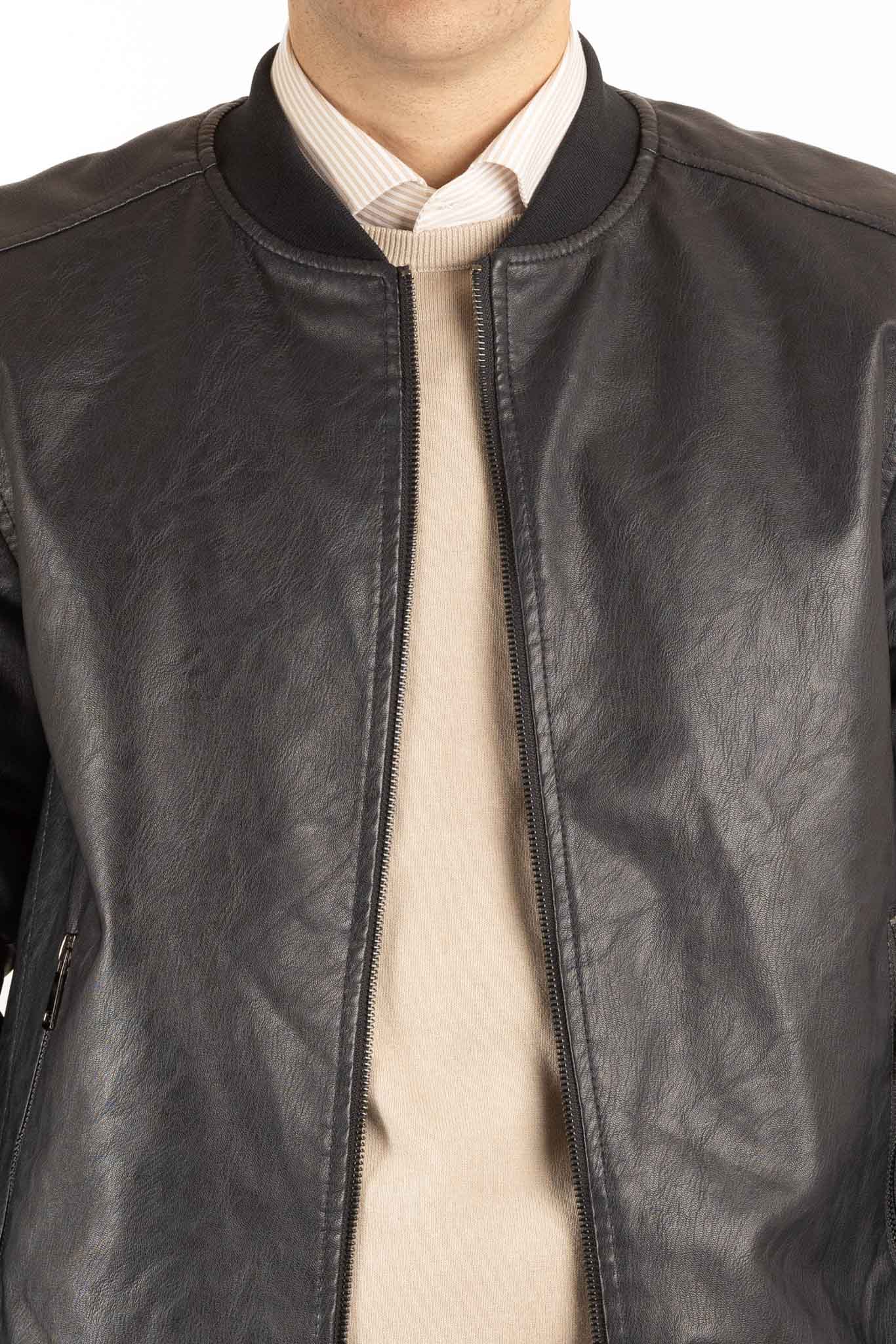 Bomber Simil Pelle College Imbottito | Blu