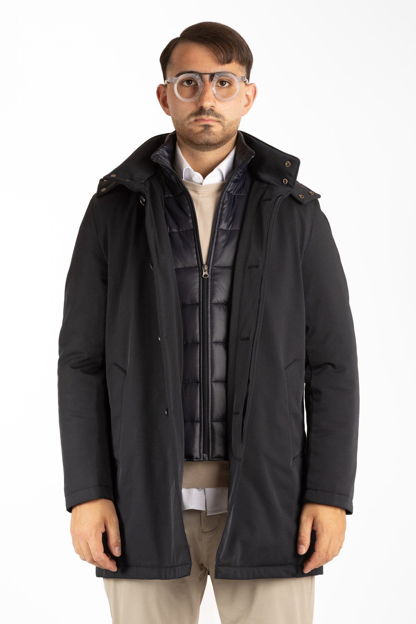 Trench con Cappuccio Staccabile | Blu