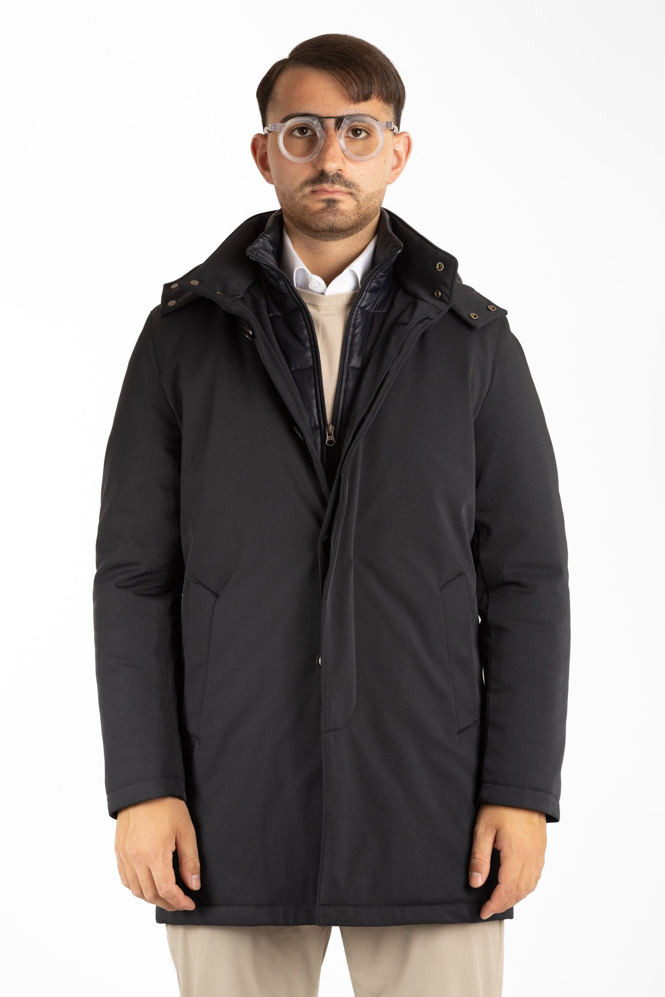 Trench con Cappuccio Staccabile | Blu