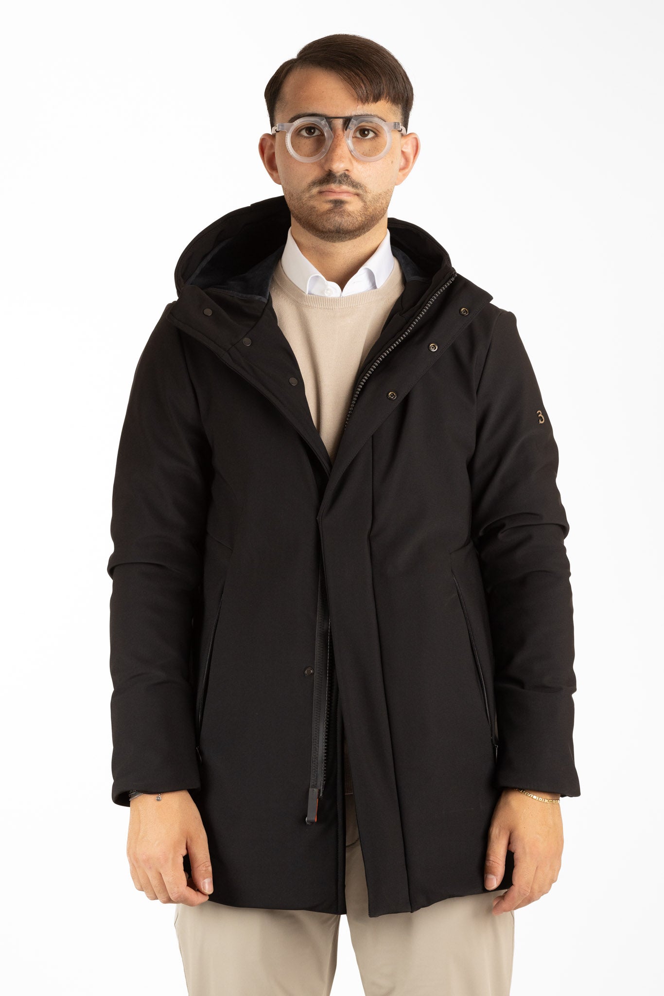 Parka doublée en micropolaire | Longue | Noire