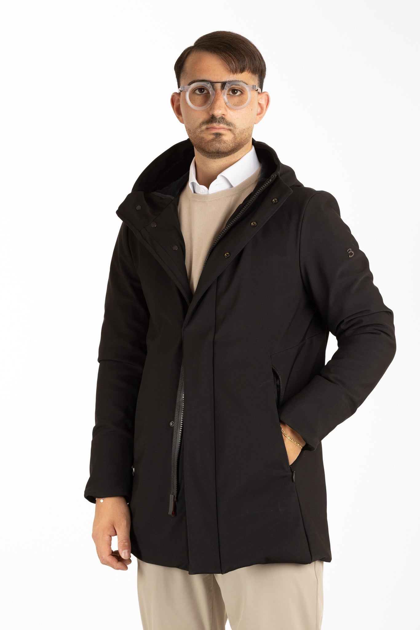 Parka doublée en micropolaire | Longue | Noire