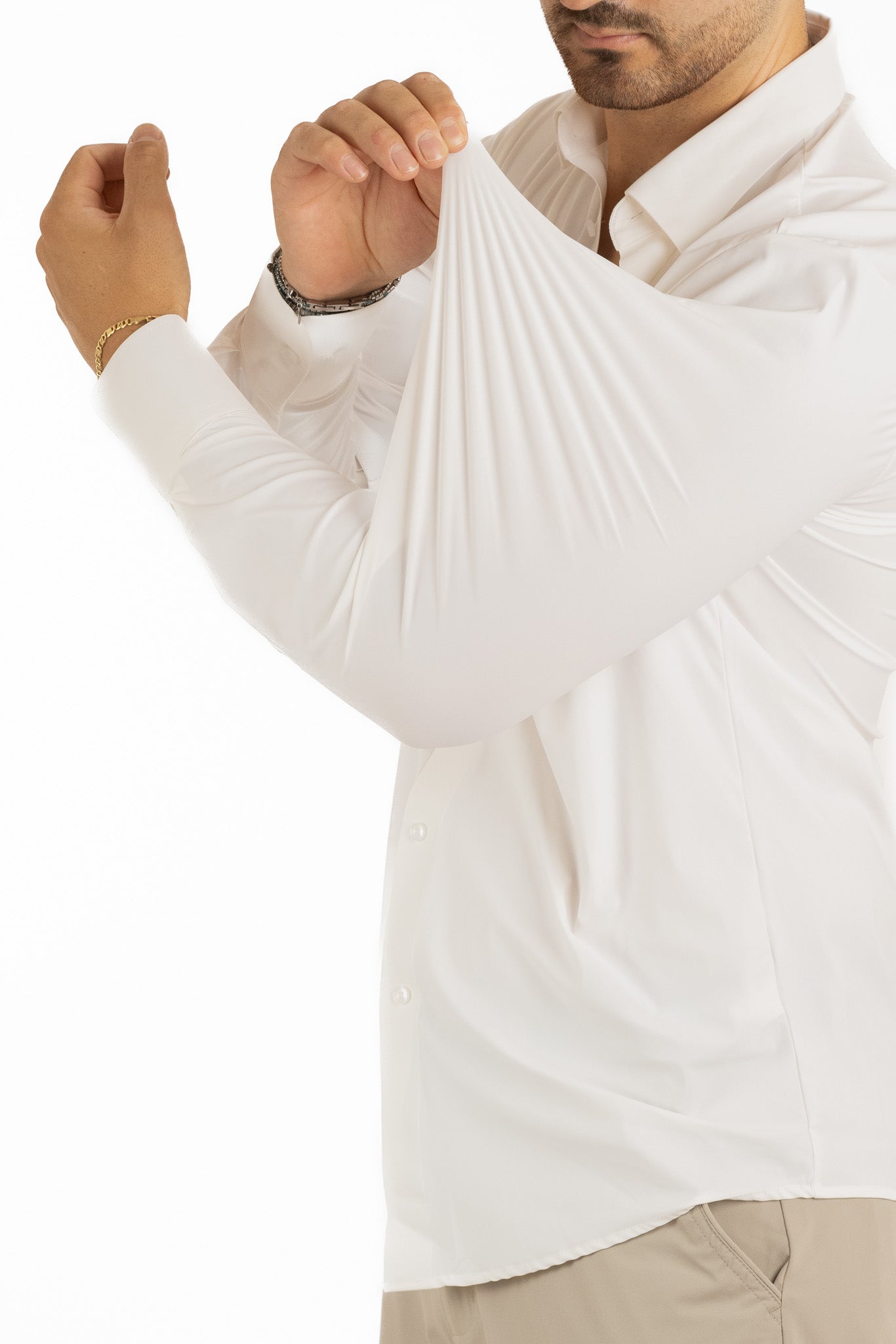 Chemise Active sans repassage, slim et super élastique | Blanche