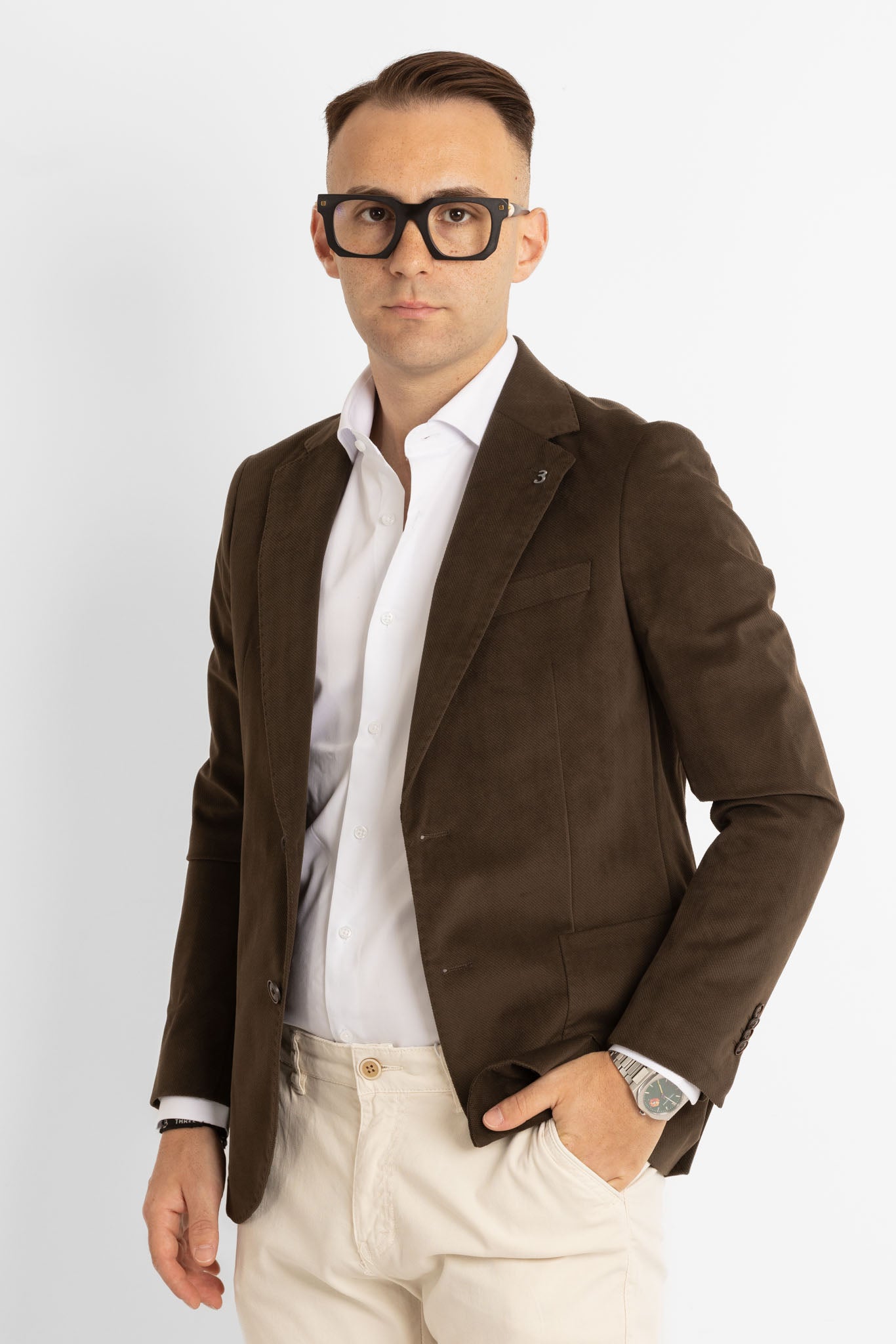 Giacca Operata in Velluto Extra Fine | Fango